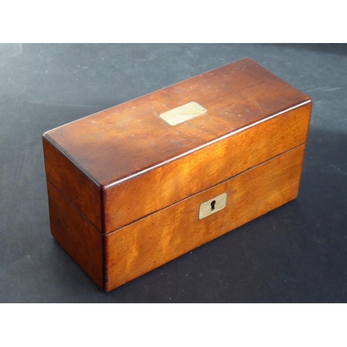 529 - A 19th century satinwood and mother of pearl inlaid ink box; two hand-cut inkwells with hinged tops ... 