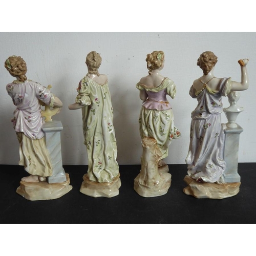 53 - A set of four 19th century continental hand-decorated porcelain figures allegorical of the Arts incl... 