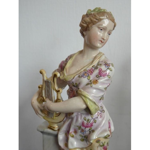 53 - A set of four 19th century continental hand-decorated porcelain figures allegorical of the Arts incl... 