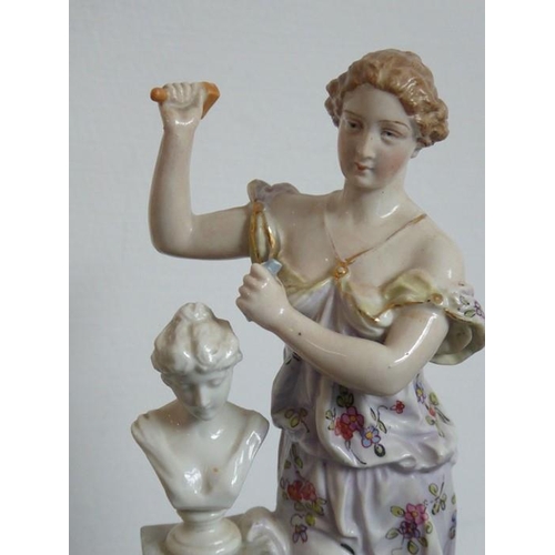 53 - A set of four 19th century continental hand-decorated porcelain figures allegorical of the Arts incl... 