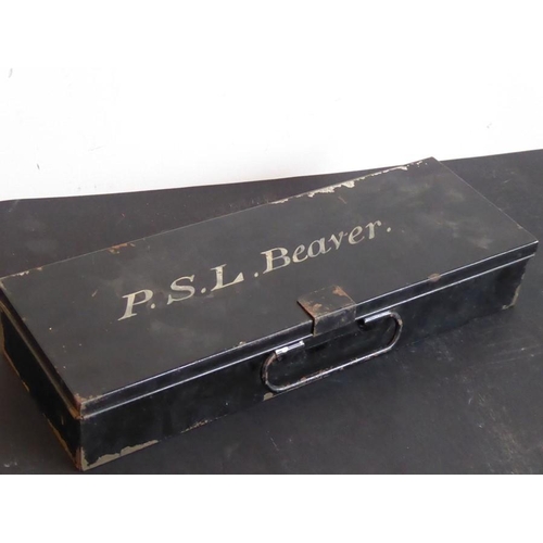 543 - A 19th/early 20th century tin artist's box by Reeves & Sons London; the hinged lid painted with the ... 