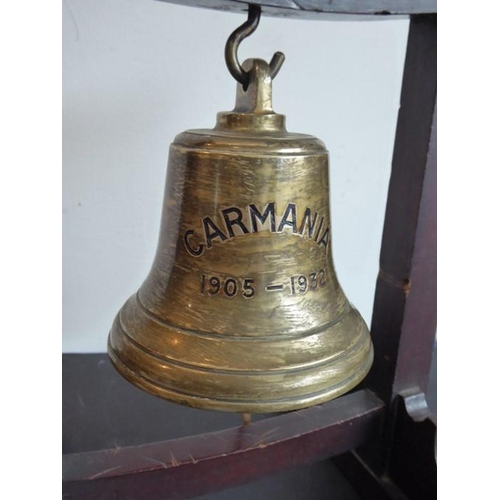 567 - A commemorative bell from the Cunard liner S.S.CARMANIA, 1905-1936, cast in brass with moulded rim a... 