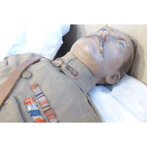 588 - A rare WWI British patriotic propaganda doll of Lord Horatio Kitchener of Khartoum; with painted chi... 