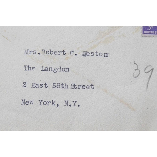 591 - An original wartime (WWII) letter sent from the White House, Washington to Mrs Weston from Eleanor R... 