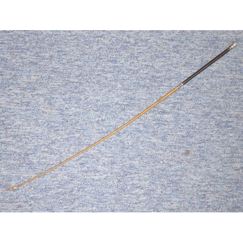 597 - A 19th century silver-plated-mounted riding crop with plaited-leather handle (59cm)