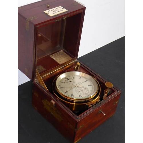 604 - A 19th/early 20th century mahogany-cased and brass-bound marine chronometer 'J.G.FAY & CO. LTD. 90 H... 