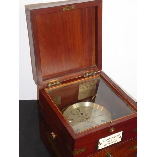 604 - A 19th/early 20th century mahogany-cased and brass-bound marine chronometer 'J.G.FAY & CO. LTD. 90 H... 