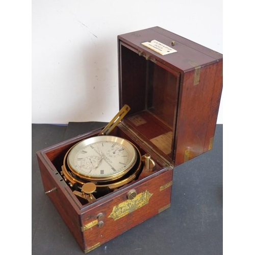 604 - A 19th/early 20th century mahogany-cased and brass-bound marine chronometer 'J.G.FAY & CO. LTD. 90 H... 