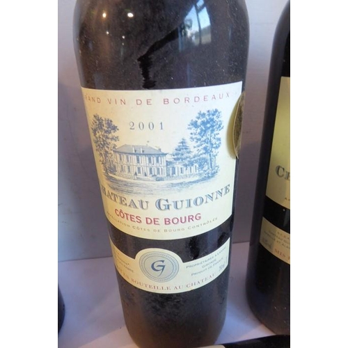 611 - A mixed lot of five bottles and one magnum: 2 x Chateau Guionne 2001 – Cotes de Bourg; Chateau Burdi... 