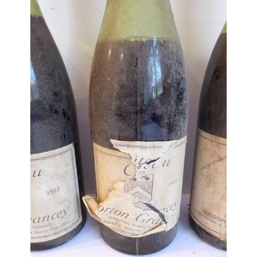 614 - Three bottles of Chateau Corton Grancey 1967 and a bottle of Beaune - Clos du Roi 1966 - Doudet Naud... 