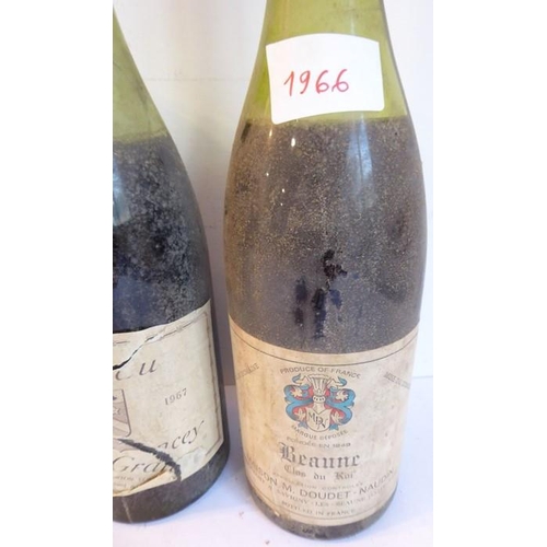 614 - Three bottles of Chateau Corton Grancey 1967 and a bottle of Beaune - Clos du Roi 1966 - Doudet Naud... 