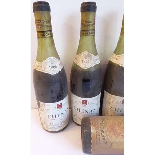 615 - A mixed lot of 7 bottles: 3 x Chénas 1966 Pierre Ponnelle; Crozes Hermitage 1973 - Salavert; Colares... 