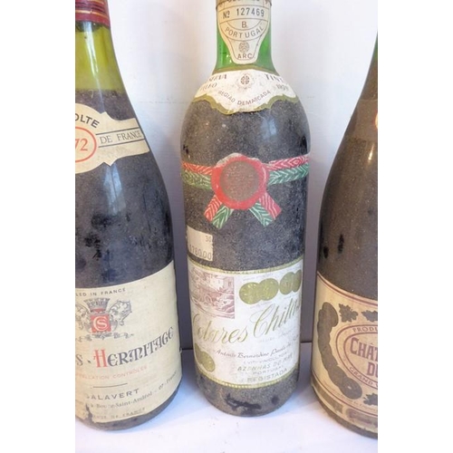 615 - A mixed lot of 7 bottles: 3 x Chénas 1966 Pierre Ponnelle; Crozes Hermitage 1973 - Salavert; Colares... 