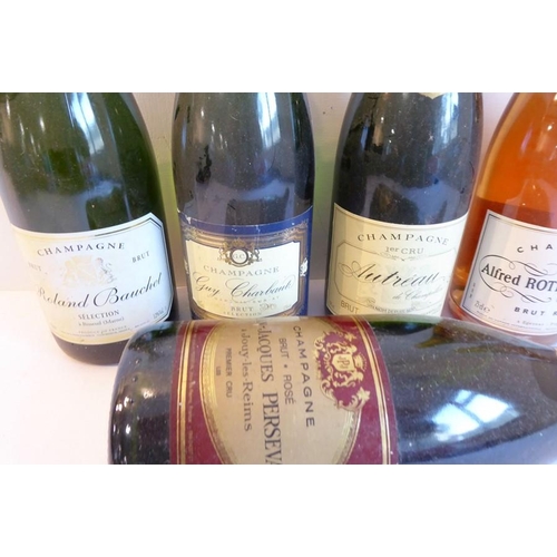 622 - Six bottles of champagne: 2 x Alfred Rothschild brut rosé; Jean-Jacques Perseval premier cru brut ro... 