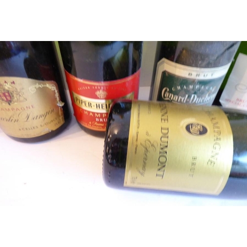 627 - 6 bottles of champagne: Devaux - Oeil de Perdrix; Cheurlin Dangin cuvee speciale;  

Piper Heidsieck... 