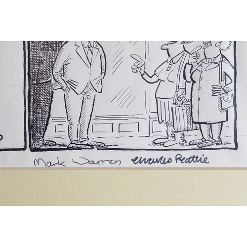 635 - An original 'Celeb' cartoon strip from Private Eye magazine June 1999; the cartoon drawn in black in... 