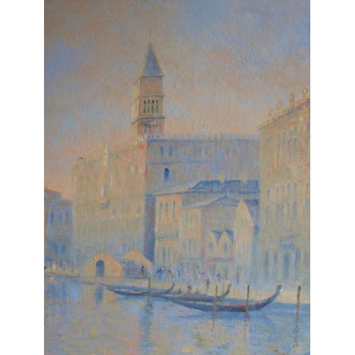 651 - CH. VANDEN HONTEN (20th century); a parcel gilt-framed and glazed oil on canvas Venetian study with ... 