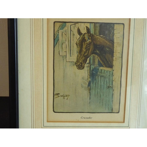 652 - After CHARLES JOHNSON PAYNE (1884-1967) 'Snaffles'; an ebonised framed and glazed colour equine prin... 