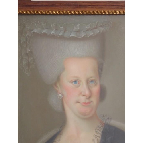 674 - Austrian School; circa late 18th century, an oak-framed and glazed pastel on canvas shoulder-length ... 