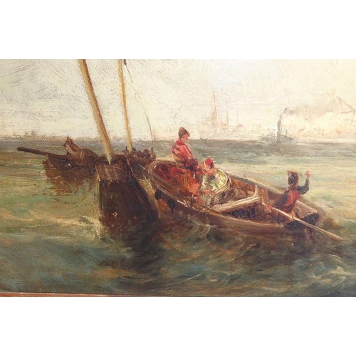 703 - W. (William Edward) WEBB (1862 - 1903); a framed oil on canvas 'Outward Bound off Cardiff' (possibly... 