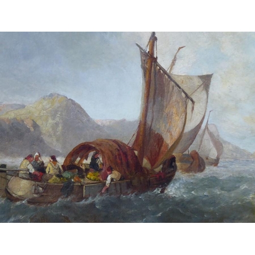 714 - ALFRED MONTAGUE (1832-c. 1883), a gilt-framed (later) oil on canvas (lined) marine study, coastal sc... 