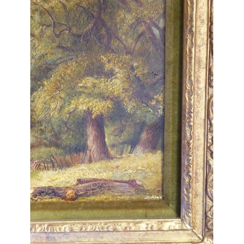 728 - T (THOMAS) CRESWICK (1811-1869), a gilt-framed (later) oil on canvas study, pastoral scene with shep... 