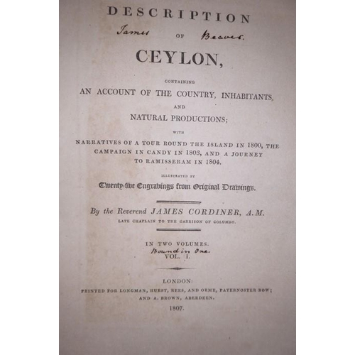 762 - A Description of Ceylon by Rev James Cordiner (1807) Containing an Account of the Country, Inhabitan... 