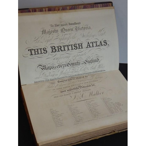 764 - A late 19th century hardbound hand-coloured Atlas, 'Walker's British Atlas, To Her Most Excellent Ma... 