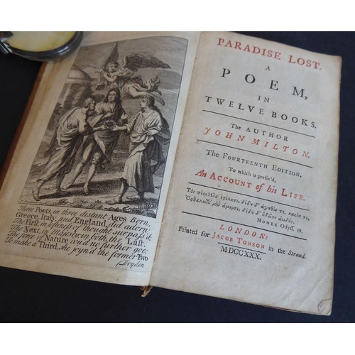 768 - An original early 18th century leather-bound edition of 'Paradise Lost a Poem in 12 Books' by John M... 