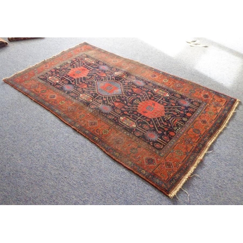 782 - A late 19th century Kurdish Bijar Islamic rug (dated 133-7-85) (214cm x 120cm)