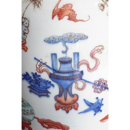 79 - A large and rare mid 19th century Chinese porcelain sleeve vase; enamelled and gilt and painted in u... 