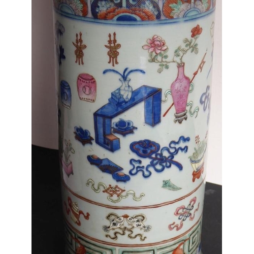 79 - A large and rare mid 19th century Chinese porcelain sleeve vase; enamelled and gilt and painted in u... 