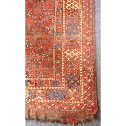 820 - A large Bashir Turkmenistan carpet; 2nd half 19th century, predominately red ground (reduced in leng... 