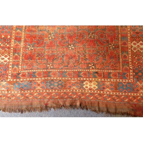 820 - A large Bashir Turkmenistan carpet; 2nd half 19th century, predominately red ground (reduced in leng... 