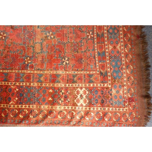 820 - A large Bashir Turkmenistan carpet; 2nd half 19th century, predominately red ground (reduced in leng... 