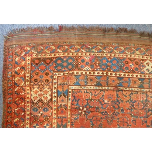 820 - A large Bashir Turkmenistan carpet; 2nd half 19th century, predominately red ground (reduced in leng... 