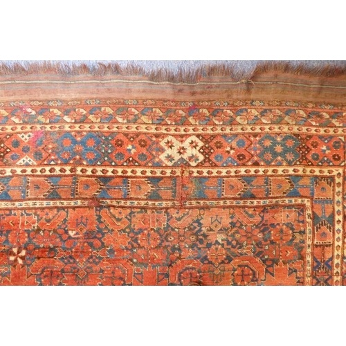 820 - A large Bashir Turkmenistan carpet; 2nd half 19th century, predominately red ground (reduced in leng... 