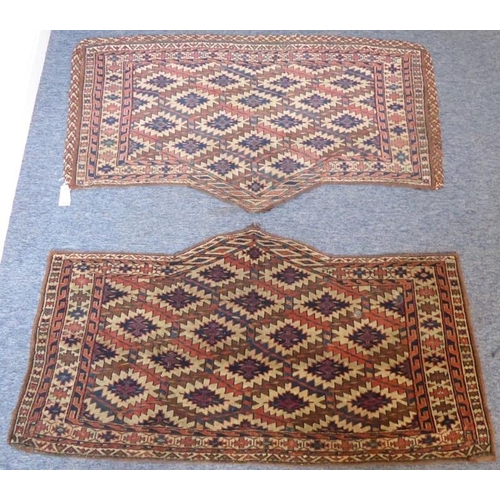 821 - A good pair of Yomut Turkmen Azmalyks; late 19th century, the one example with borders 128cm x 74cm ... 