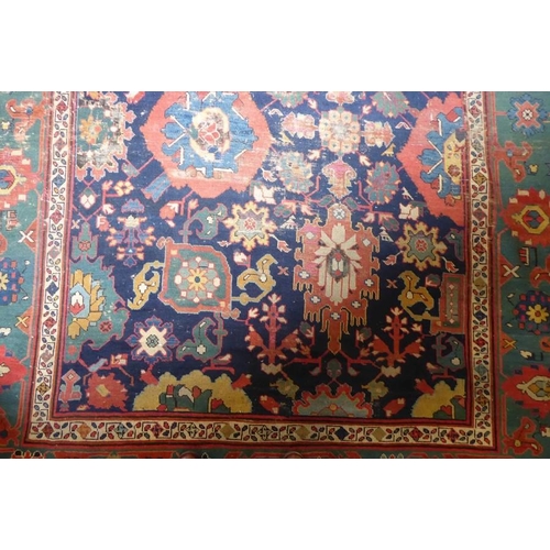 826 - A good mid-19th century north-west Persia corridor carpet; signed and dated 125?, (some wear and red... 