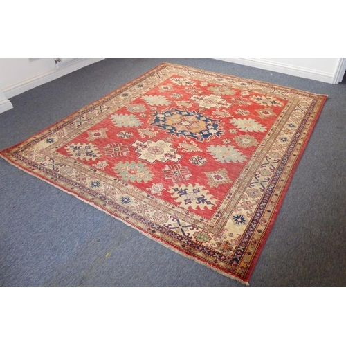 829 - A modern Afghan Ziegler carpet, central blue bordered medallion surrounded by further light-blue and... 