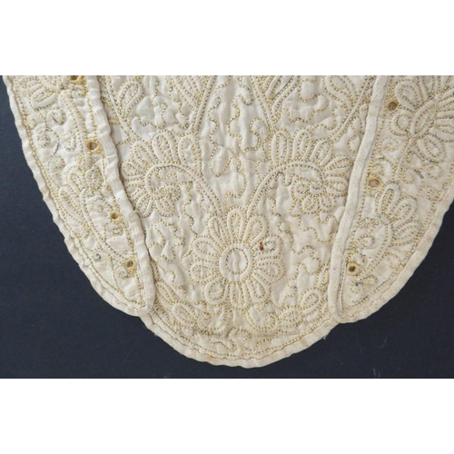 852 - A circa 1700s embroidered trapunto stomacher