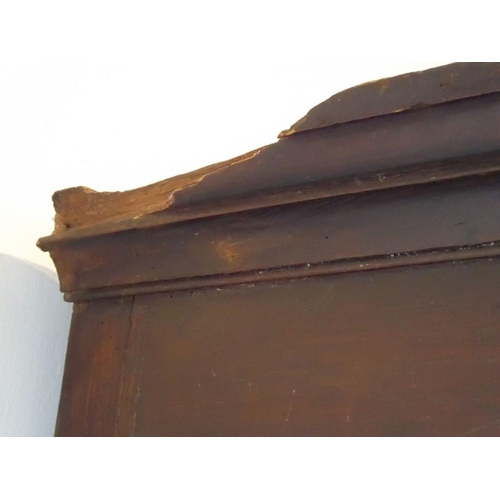 892 - A good 18th century North Country-style oak food cupboard of slim proportions; outset cornice above ... 