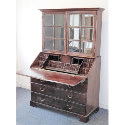 921 - A very well-made 18th century style (later) Anglo-Indian rosewood bureau cabinet; the outset cornice... 