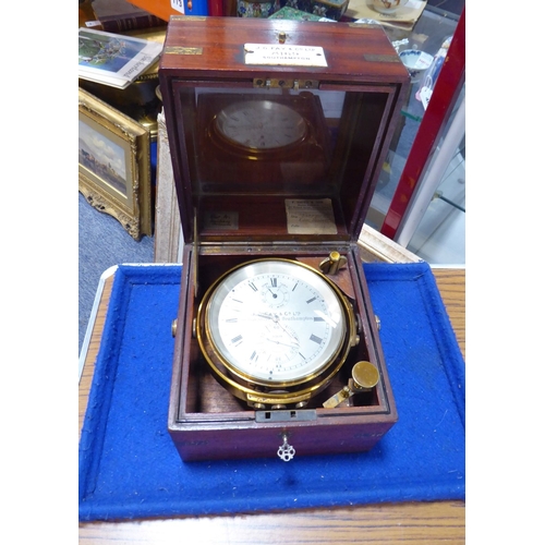 604 - A 19th/early 20th century mahogany-cased and brass-bound marine chronometer 'J.G.FAY & CO. LTD. 90 H... 