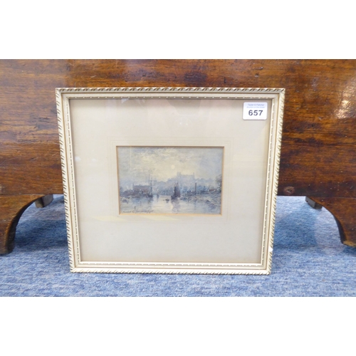 657 - *GEORGE WEATHERILL (1810-1890), a small 19th century parcel-gilt-framed and glazed watercolour study... 