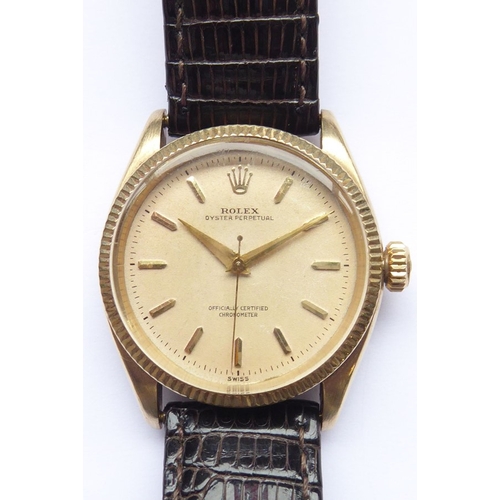 395 - A gentleman's 9-carat yellow-gold cased Rolex Oyster Perpetual wristwatch; the dial signed Rolex Oys... 