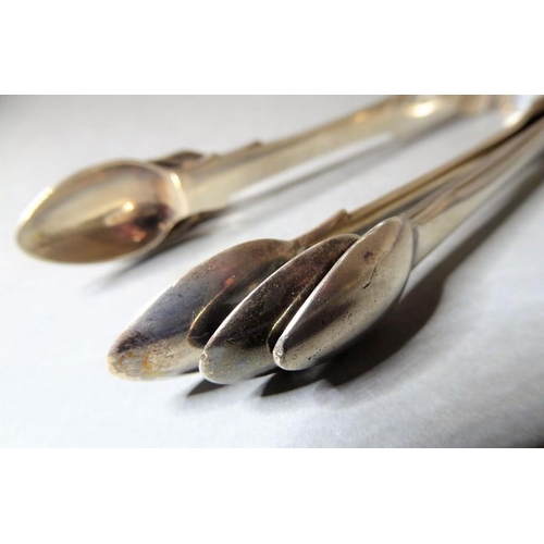 121 - Three pairs of late Georgian hallmarked silver sugar tongs
 (The cost of UK postage via Royal Mail S... 