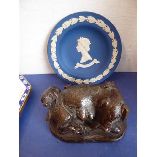 20 - A selection of ceramics to include an unusual 19th century Staffordshire Potteries jug modelled as a... 