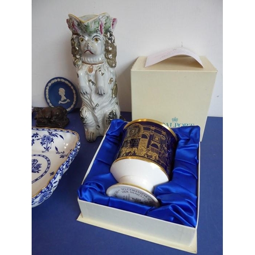 20 - A selection of ceramics to include an unusual 19th century Staffordshire Potteries jug modelled as a... 