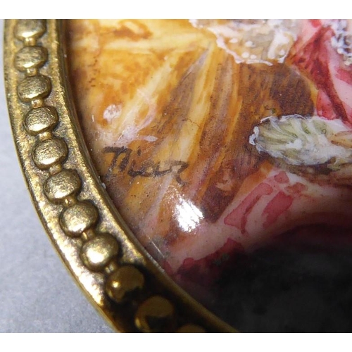 242 - A late 19th century portrait miniature of a young lady in a pinchbeck frame